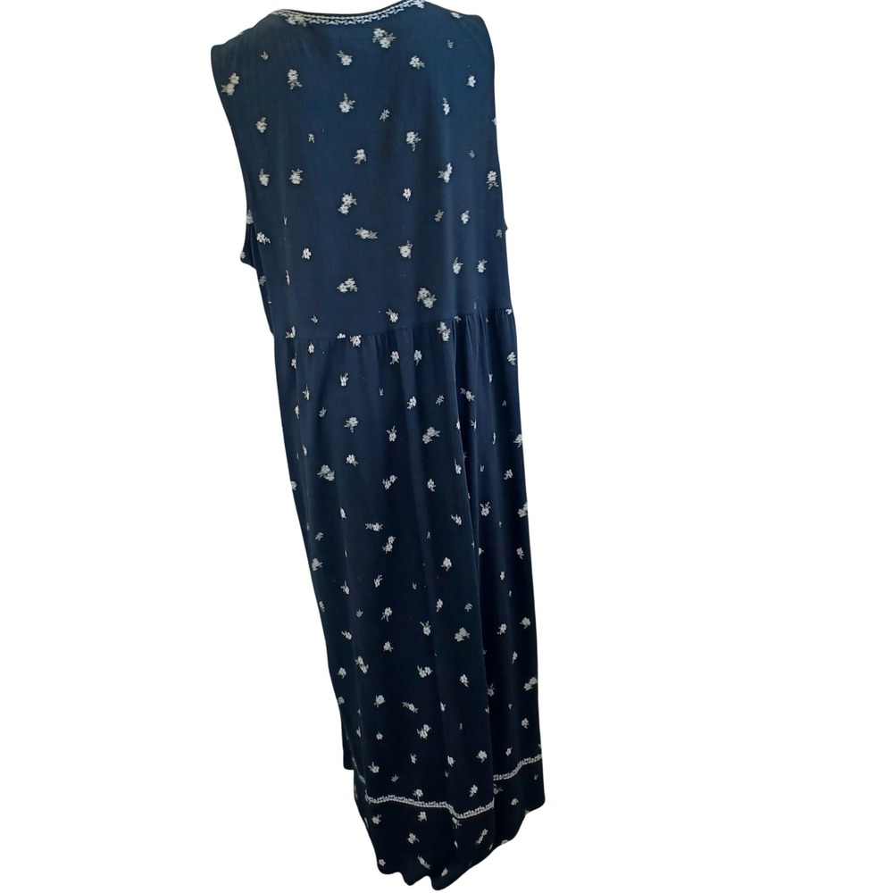 J. Jill Womens 2X Black White Floral Embroidered Sleeveless Maxi Dress 203603 - Picture 10 of 11